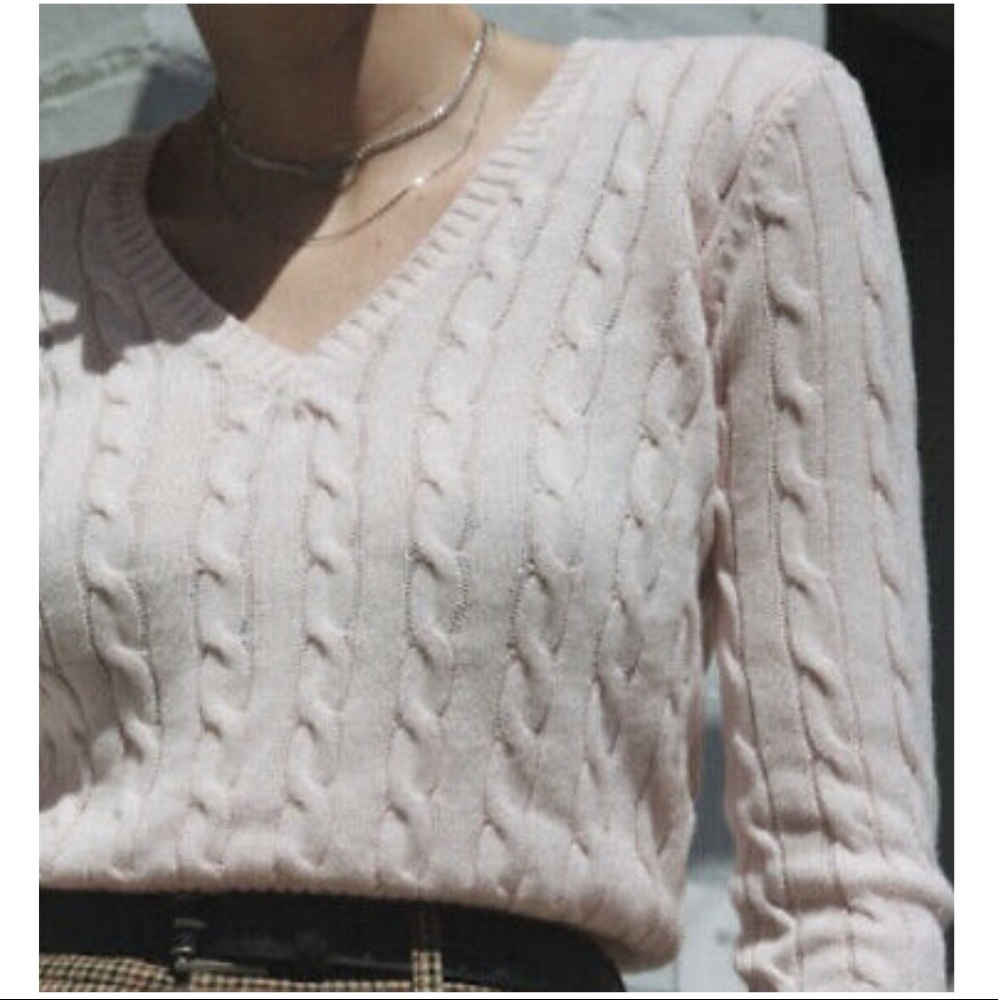 Brandy Melville V-Neck Cable Knit Sweater